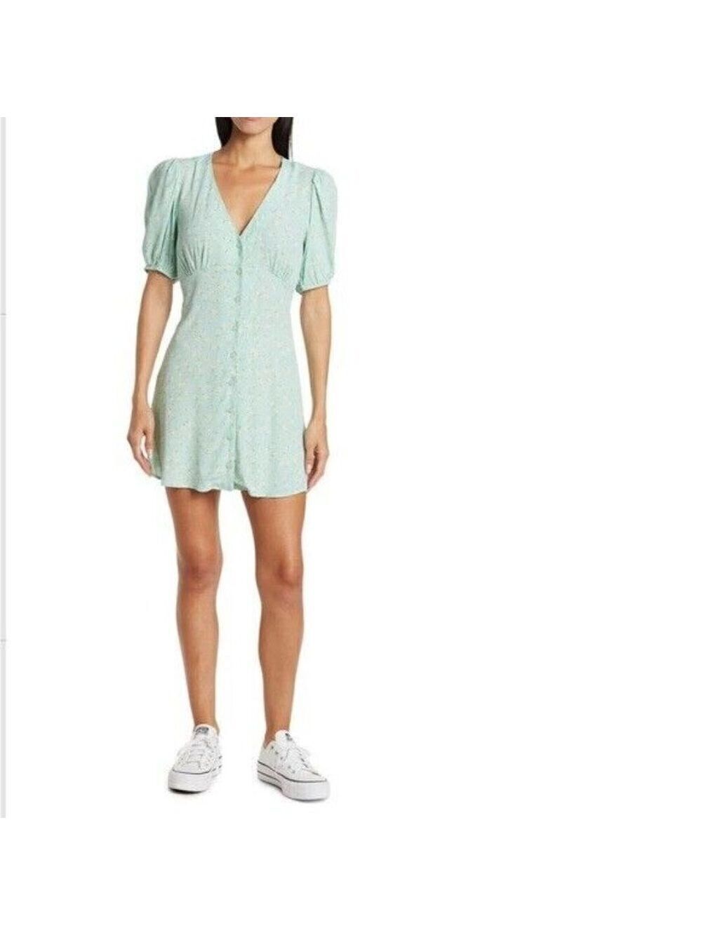 ELODIE Women floral button up mini Dress green BNWOT sz XLarge NEW